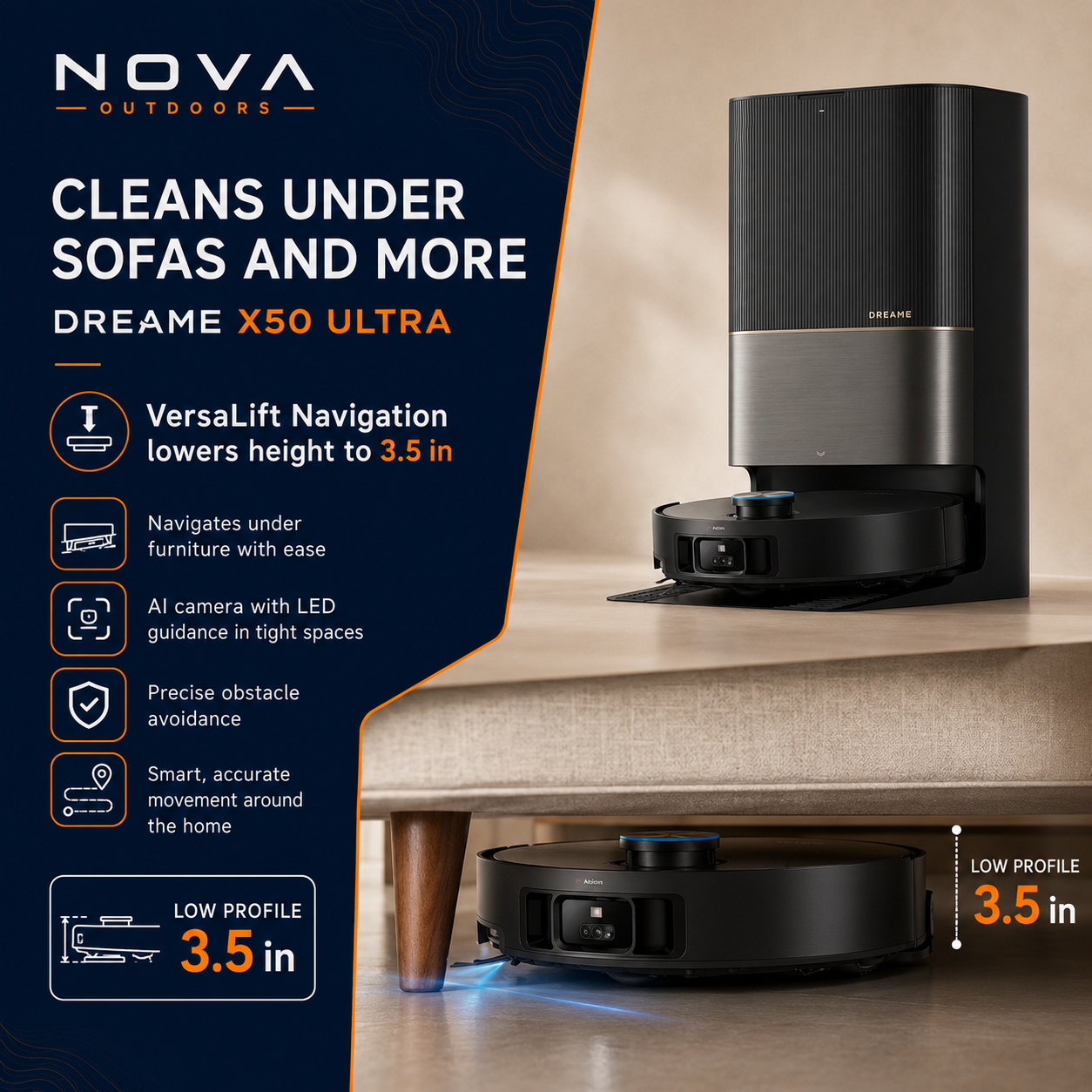 DREAME X50 Ultra Robot Vacuum and Mop with Auto-Empty and Mop Self-Cleaning