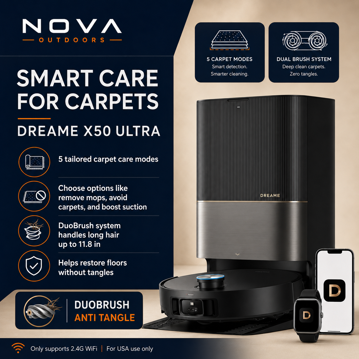 DREAME X50 Ultra Robot Vacuum and Mop with Auto-Empty and Mop Self-Cleaning