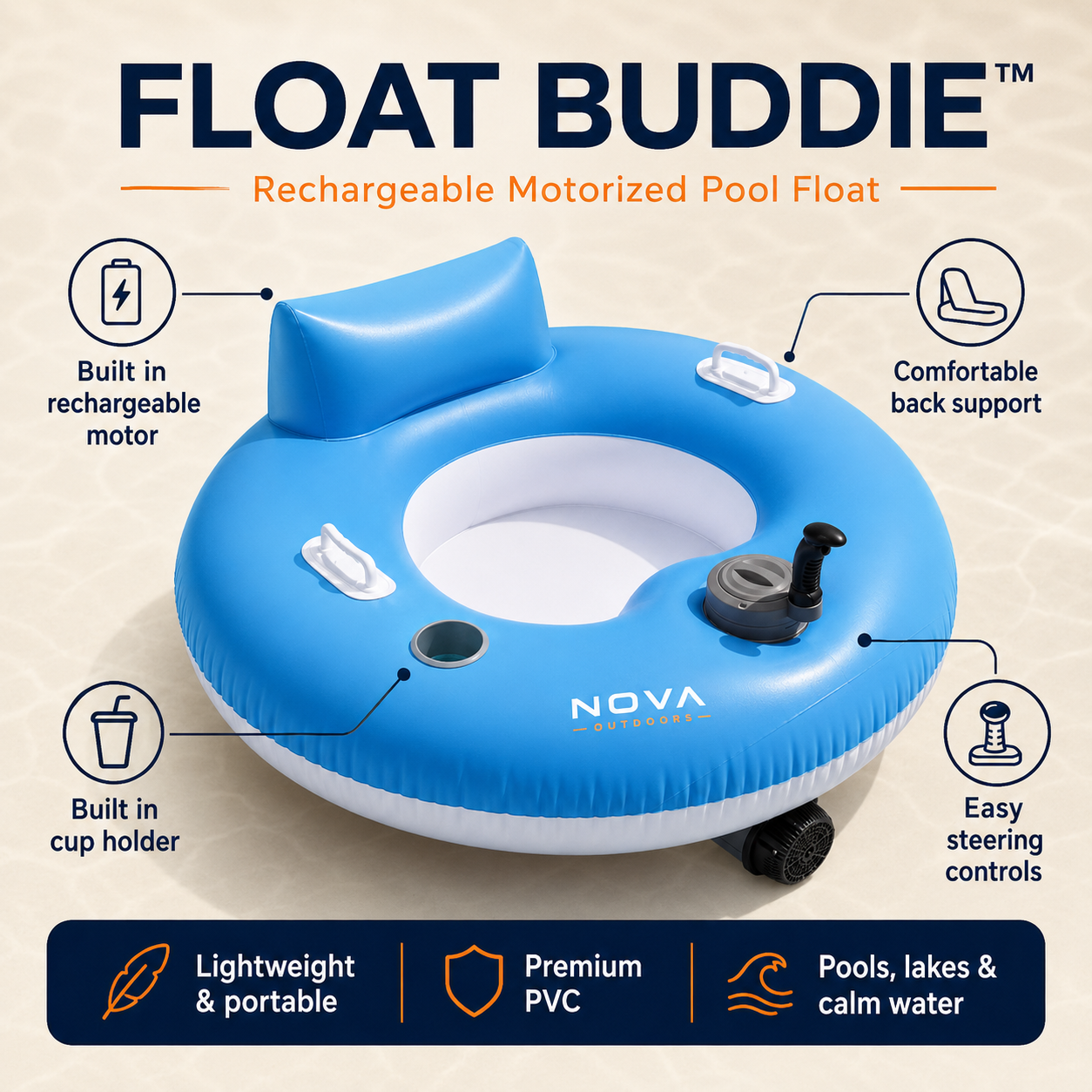 Nova Outdoors Float Buddie  Motorized Pool Float
