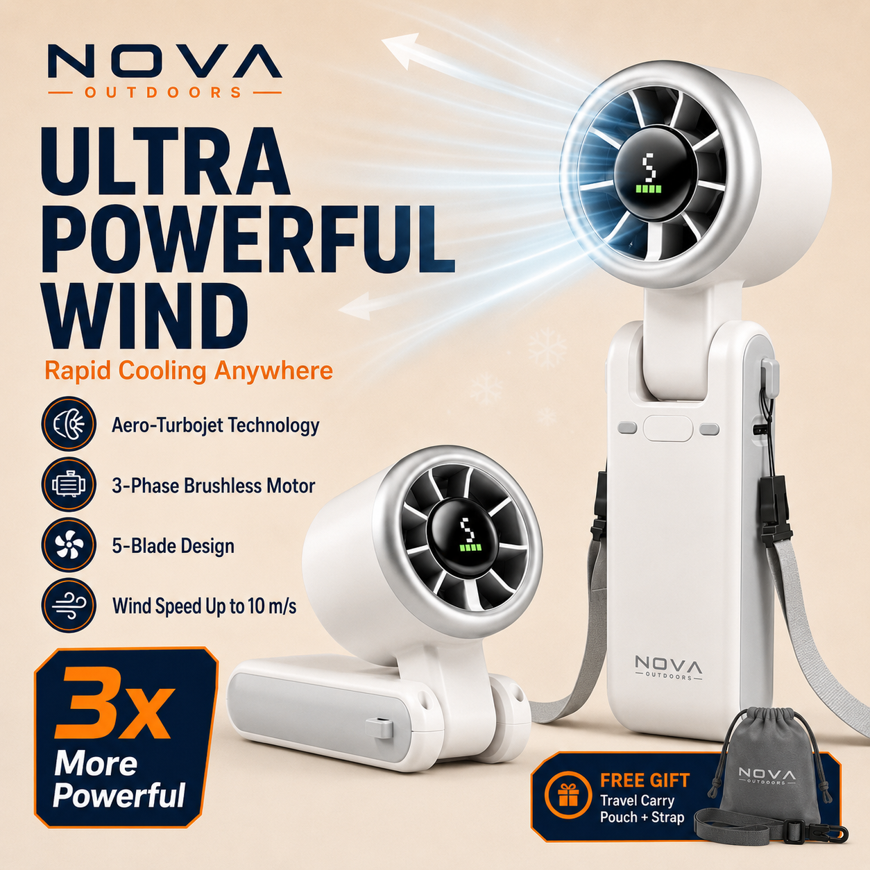 Nova Outdoors JetForce Portable Handheld Turbo Fan